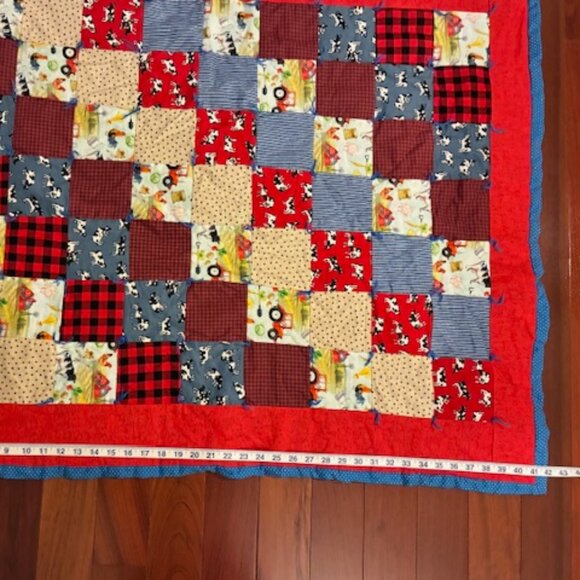 Baby Child Farm Barn Animals 35" x 42" Handmade Quilt Blanket Throw Gift Shower - Picture 6 of 6